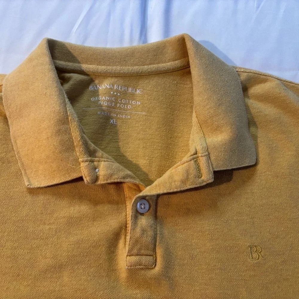 Banana Republic Yellow Polo Shirt Classic Knit
